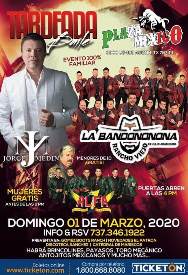 Event - Jorge Medina, La Bandononona, & Alfa 7! - Austin, Texas - 1 de marzo de 2020 | concert tickets