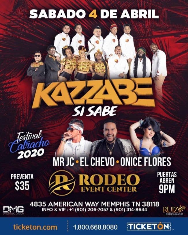 Event - Kazzabe,MR JC,El Chevo y Onice Flores En Memphis,TN - Memphis, Tennessee - April 4, 2020 | concert tickets