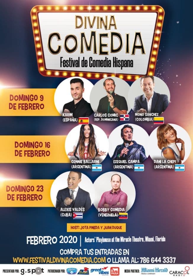 Event - Divina Comedia, Festival de comedia hispana - Miami Febrero 23 - Coral Gables, Florida - February 23, 2020 | concert tickets