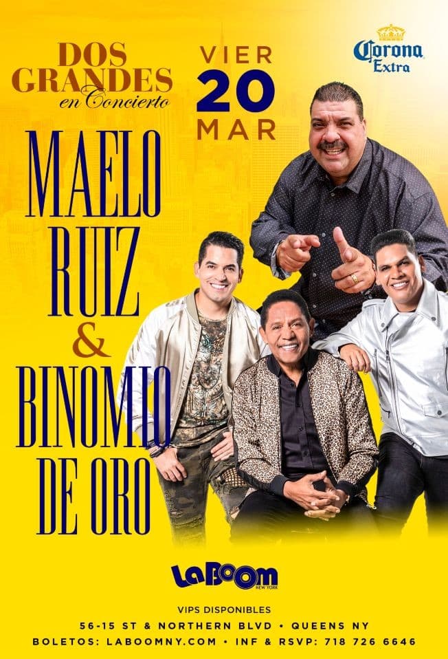 Event - MAELO RUIZ & BINOMIO DE ORO CANCELED - Woodside, New York - March 20, 2020 | concert tickets