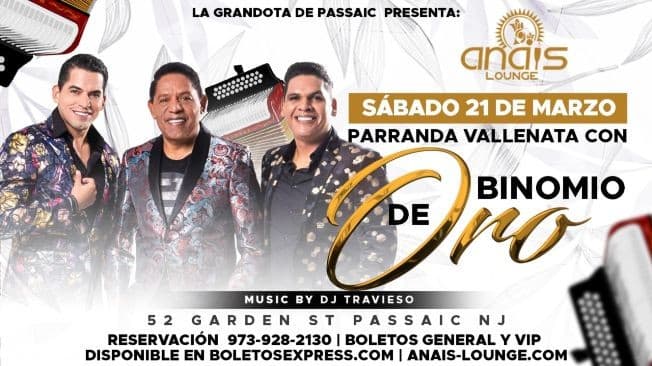 Event - Binomio De Oro CANCELED - Passaic, New Jersey - March 21, 2020 | concert tickets