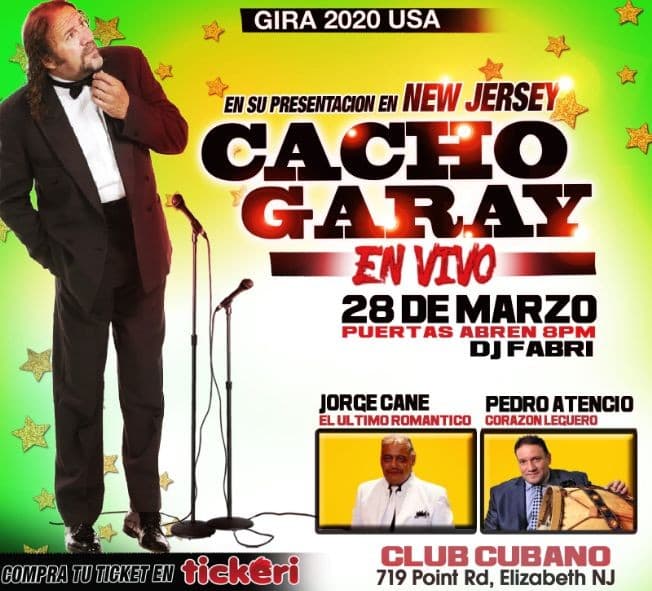 Event - Cacho Garay en Vivo CANCELLED - Elizabeth, New Jersey - March 28, 2020 | concert tickets