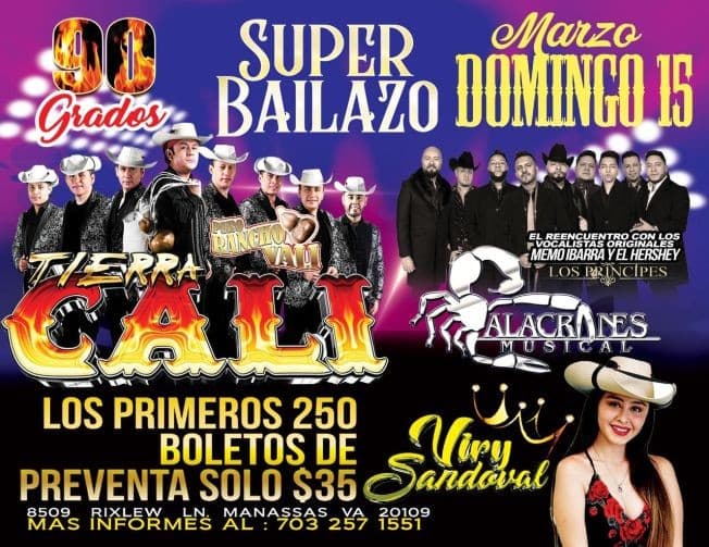 Event - Tierra Cali y Alacranes Musicales y Viry Sandoval CANCELED - Manassas, Virginia - March 15, 2020 | concert tickets