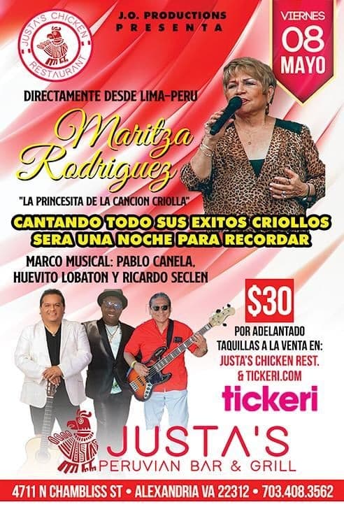 Event - Maritza Rodriguez Desde Lima-Peru En Alexandria,VA POSTPONED - Alexandria, Virginia - 8 de mayo de 2020 | concert tickets