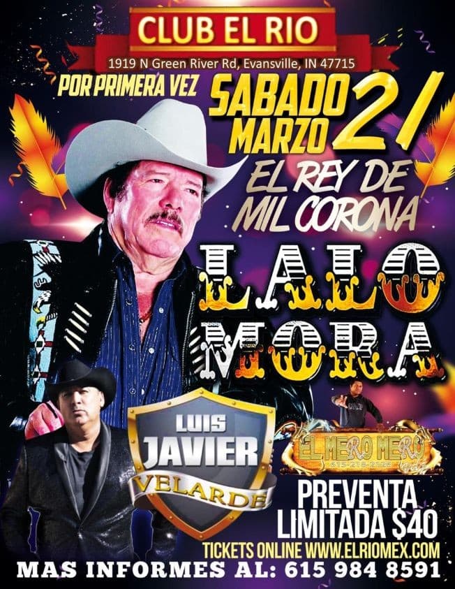 Event - Lalo Mora En Concierto En Evansville,IN CANCELED - Evansville, Indiana - March 21, 2020 | concert tickets