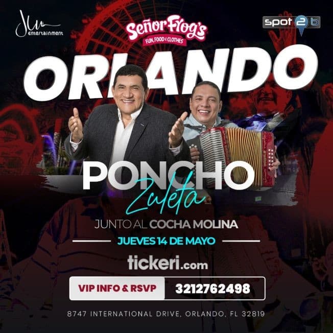 Event - Poncho Zuleta junta al Cocha Molina en Vivo! - Orlando, Florida - May 14, 2020 | concert tickets