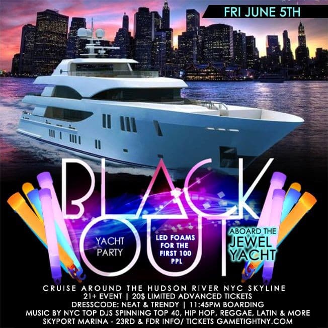 Event - NYC Booze Cruise Glowsticks Yacht Party at Skyport Marina Jewel Yacht 2020 - New York, New York - June 5, 2020 | concert tickets