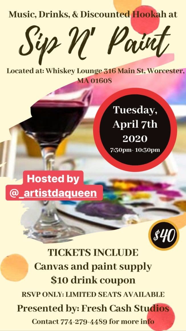 Event - Paint N’ Sip - Worcester, Massachusetts - April 7, 2020 | concert tickets