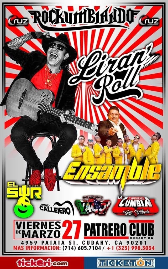 Event - Rockumbiando Con Liran´Roll,Ensamble y Mas En Cudahy,CA POSTPONED - Cudahy, California - 27 de marzo de 2020 | concert tickets