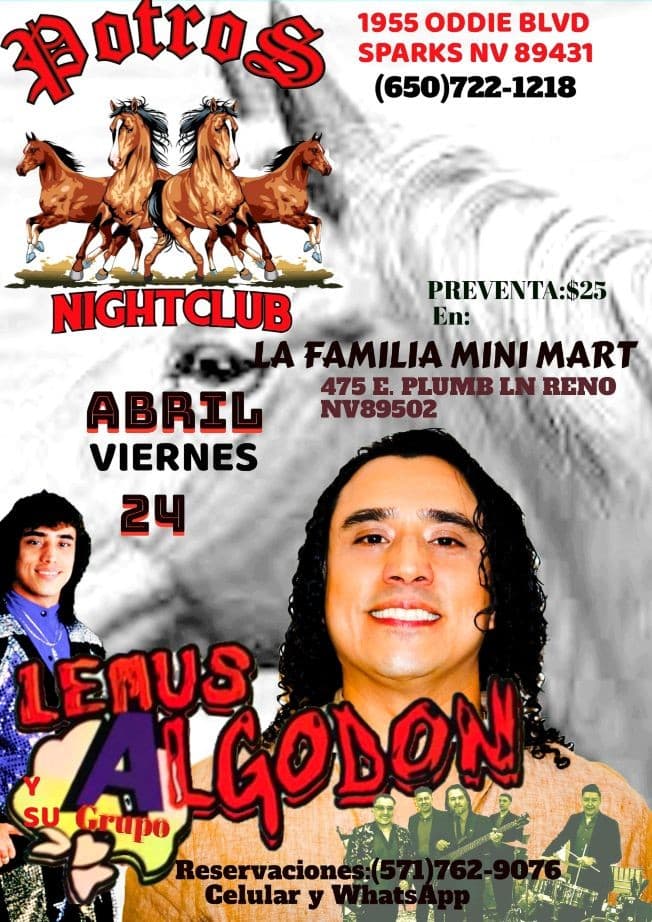 Event - LEMUS Y SU GRUPO ALGODON EN CONCIERTO SPARKS-RENO NV - SPARKS, Nevada - April 24, 2020 | concert tickets