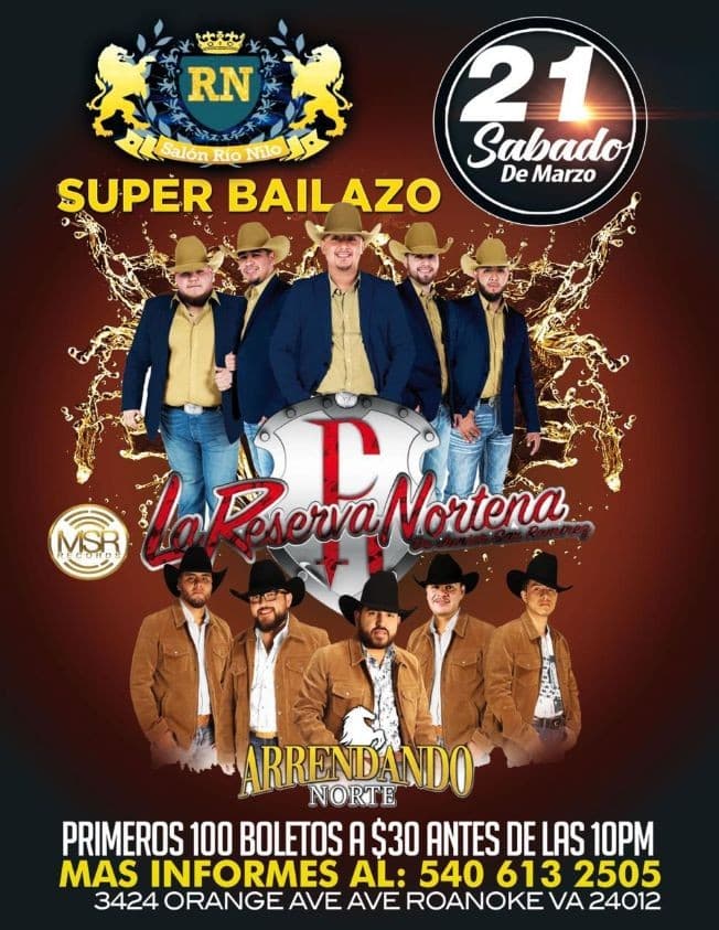 Event - Super Bailazo Con La Reserva Norteña y Arrendando Norte En Roanoke,VA - Roanoke, Virginia - March 21, 2020 | concert tickets