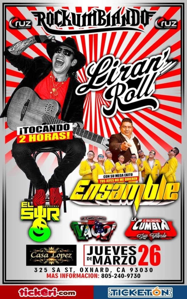 Event - Rockumbiando Con Liran´Roll,Ensamble y Mas En Oxnard,CA POSTPONED - Oxnard, California - March 26, 2020 | concert tickets