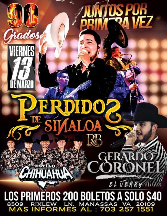 Event - Estilo Chihuahua y Gerardo Coronel en Vivo! CONFIRMED - Manassas, Virginia - March 13, 2020 | concert tickets