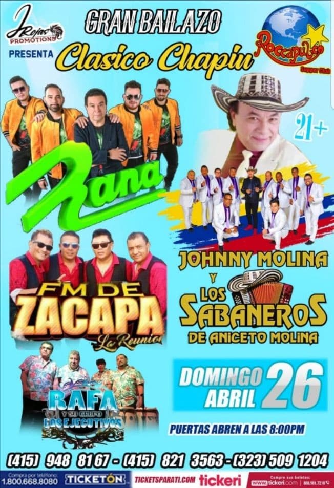 Event - Grupo Rana, Los Sabaneros De Aniceto Molina Y F.M. de Zacapa En San Francisco,CA POSTPONED - San Francisco, California - April 26, 2020 | concert tickets