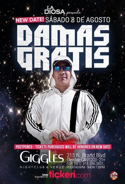 Event - DAMAS GRATIS EN LOS ANGELES CANCELED - Glendale, California - August 8, 2020 | concert tickets