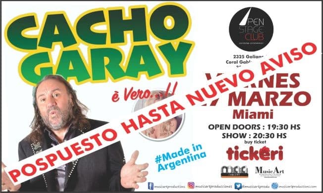 Event - CACHO GARAY EN MIAMI CANCELED - Coral Gables, Florida - March 27, 2020 | concert tickets