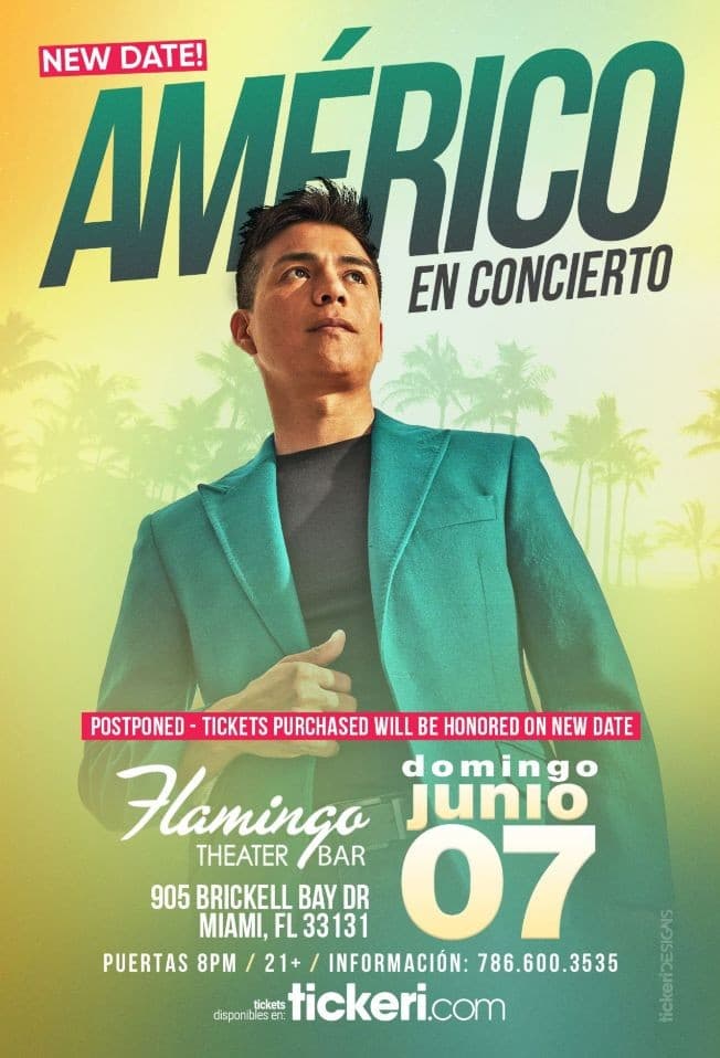 Event - AMERICO EN MIAMI CANCELED - Miami, Florida - June 7, 2020 | concert tickets