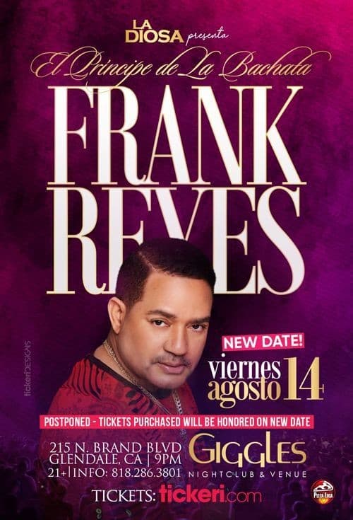 Event - FRANK REYES EN LOS ANGELES CANCELED - Glendale, California - August 14, 2020 | concert tickets