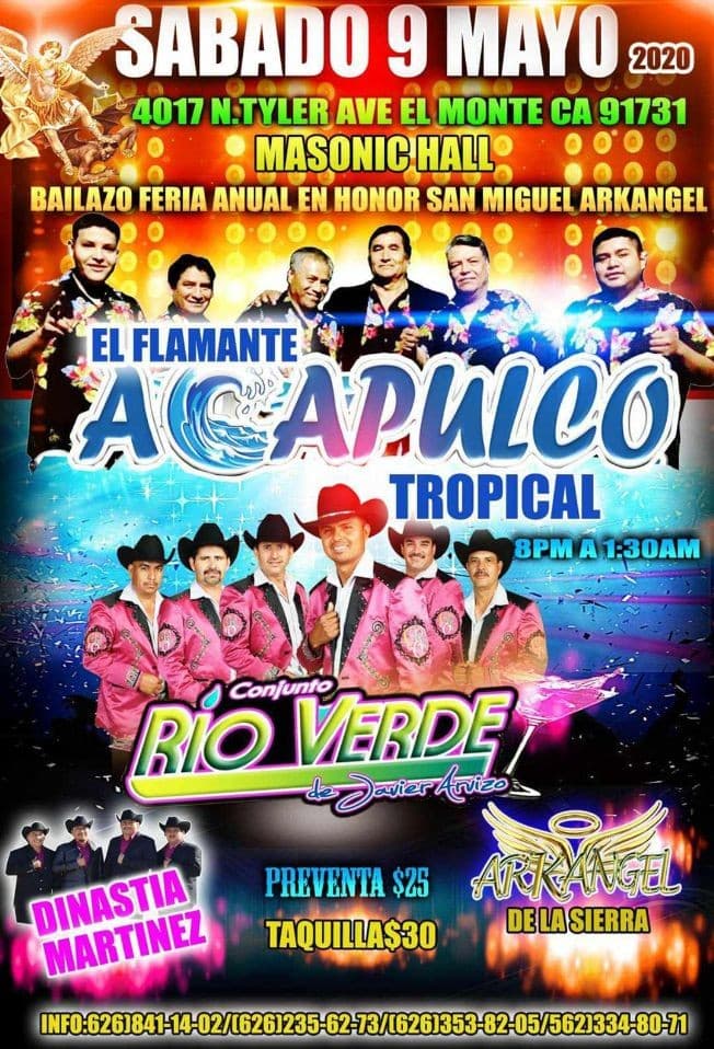 Event - Grupo Flamante Acapulco Tropical,Conjunto Rio Verde y mas En Monte,CA - El Monte, California - May 9, 2020 | concert tickets