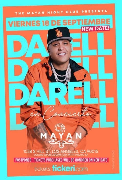 Event - DARELL EN LOS ANGELES NEW DATE CANCELED - Los Angeles, California - September 18, 2020 | concert tickets