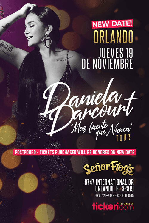 Event - DANIELA DARCOURT EN ORLANDO CANCELED - Orlando, Florida - March 11, 2021 | concert tickets