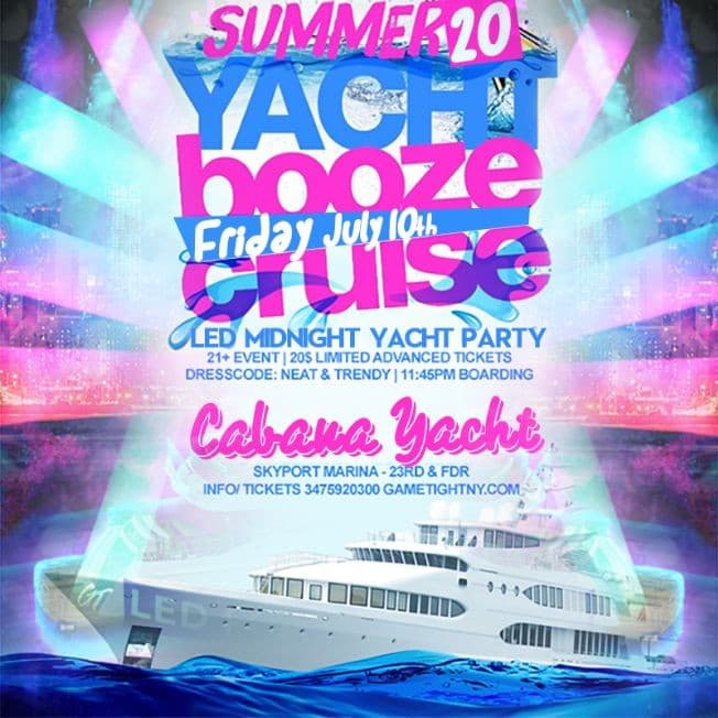 Event - NYC LED Glowsticks Booze Cruise Yacht Party at Skyport Marina 2020 - New York, New York - July 10, 2020 | concert tickets