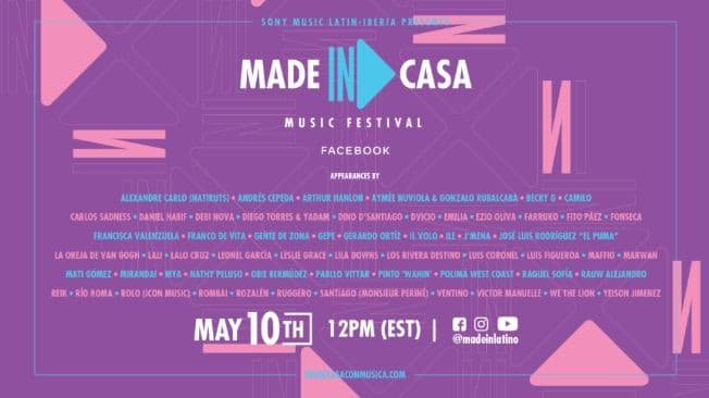 Event - Live at home: Made in Casa Music Festival with Oreja de Van Gogh, Victor Manuelle, Farruko, Fito Paez, Fonseca and more - Online, Online - May 10, 2020 | concert tickets