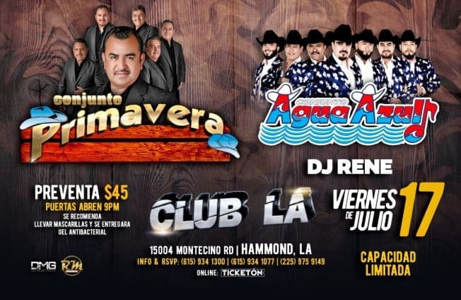 Event - Conjunto Primavera y Conjunto Agua Azul en Vivo! - Hammond, Louisiana - July 17, 2020 | concert tickets