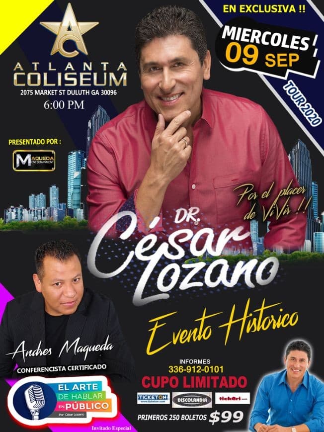 Event - Dr Cesar Lozano En Duluth,GA - Duluth, Georgia - September 9, 2020 | concert tickets