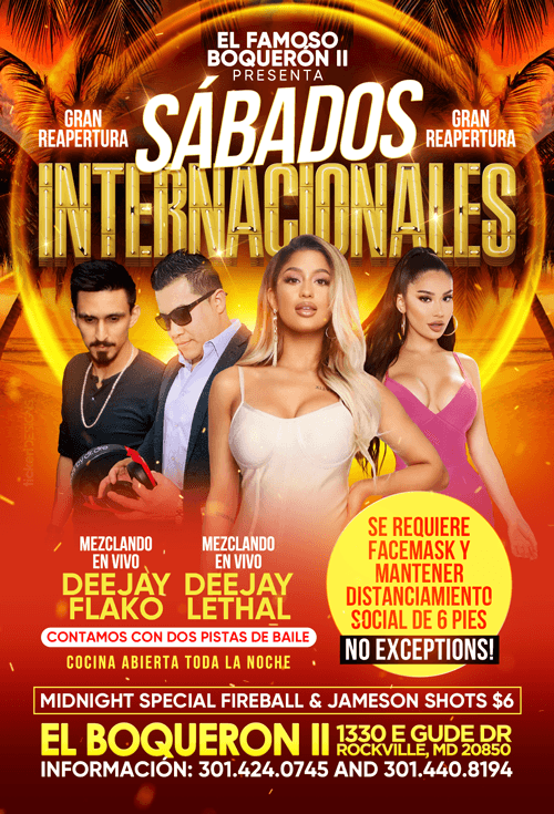 Event - Gran reapertura: Sabados Internacionales en El Boqueron 2! - Rockville, Maryland - August 1, 2020 | concert tickets
