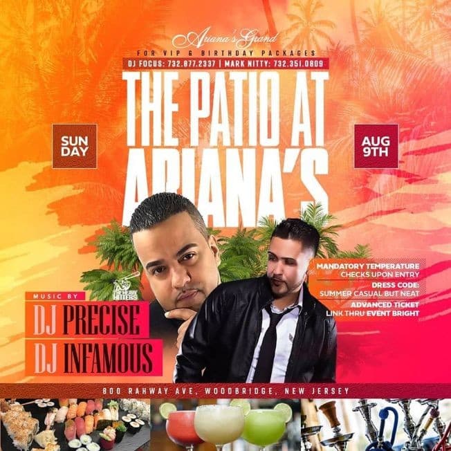 Event - Patio Sundays DJ Precise Live At Adriana's - Woodbridge, New Jersey - 9 de agosto de 2020 | concert tickets