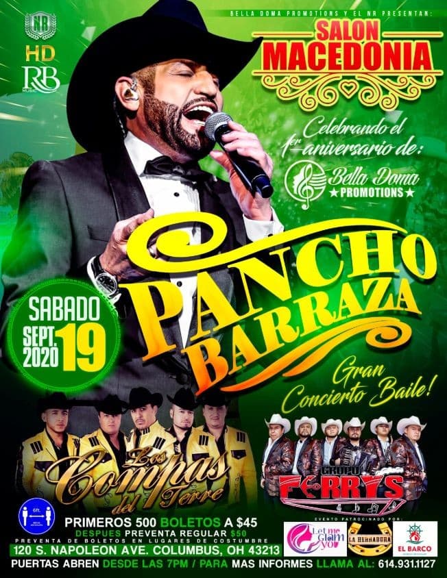 Event - Pancho Barraza, Los Compas del Terre y Ferrys - Columbus, Ohio - 19 de septiembre de 2020 | concert tickets