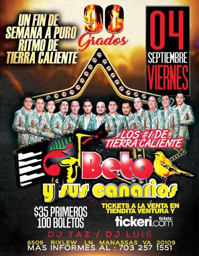 Event - Beto y sus Canarios en Vivo! - Manassas, Virginia - September 4, 2020 | concert tickets