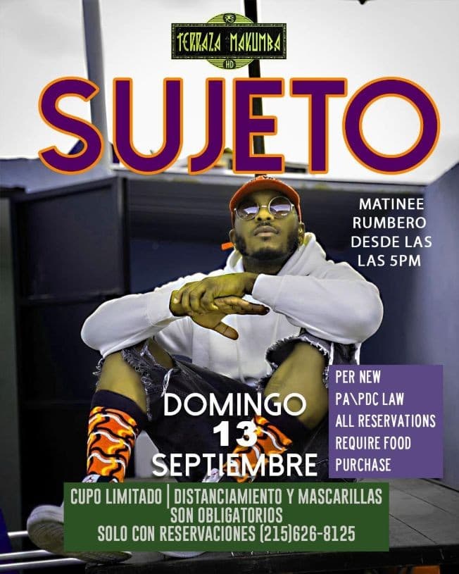 Event - "Sujeto Oro 24" en Vivo en Makumba Philly! - Philadelphia, Pennsylvania - September 13, 2020 | concert tickets