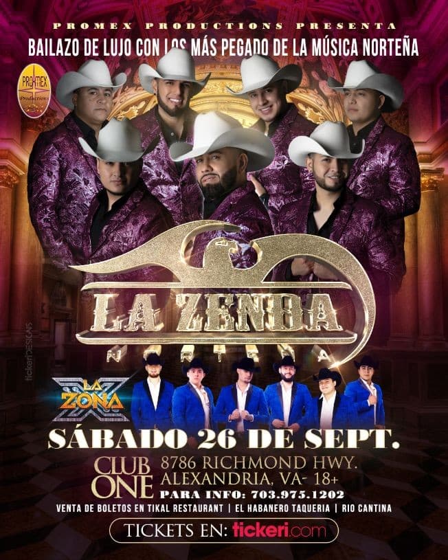 Event - Bailazo de lujo con La Zenda Norteña y La Zona X en Vivo! - Alexandria, Virginia - September 26, 2020 | concert tickets