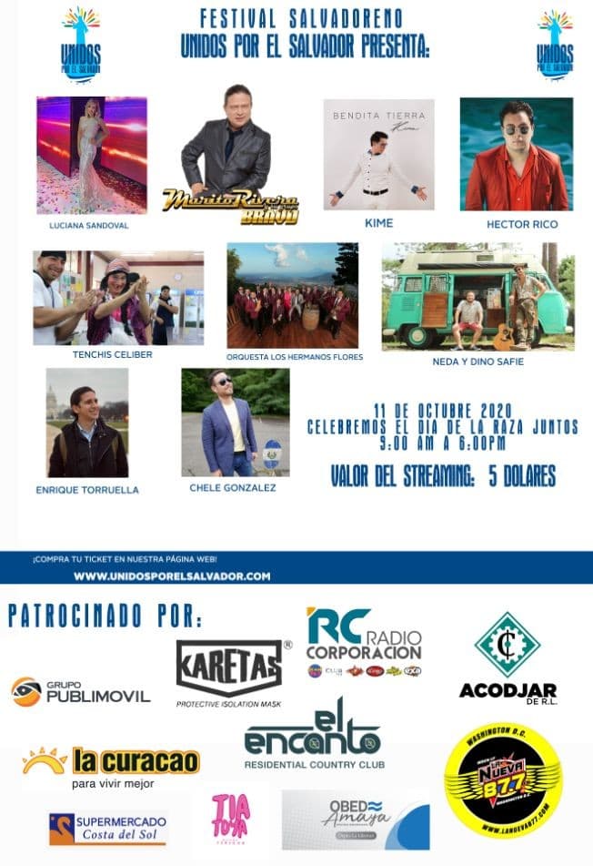 Event - Festival Unidos por El Salvador - Online, Online - October 11, 2020 | concert tickets
