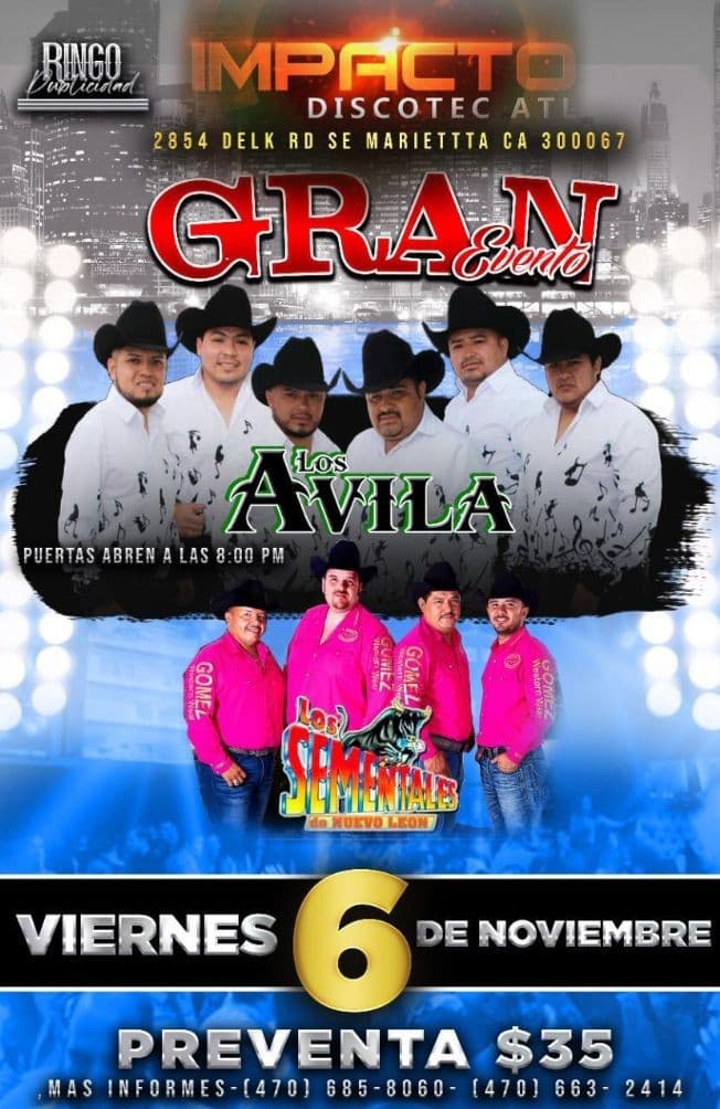 Event - Los Avila y Los Sementales de Nuevo Leon en Vivo! - Marietta, Georgia - November 6, 2020 | concert tickets