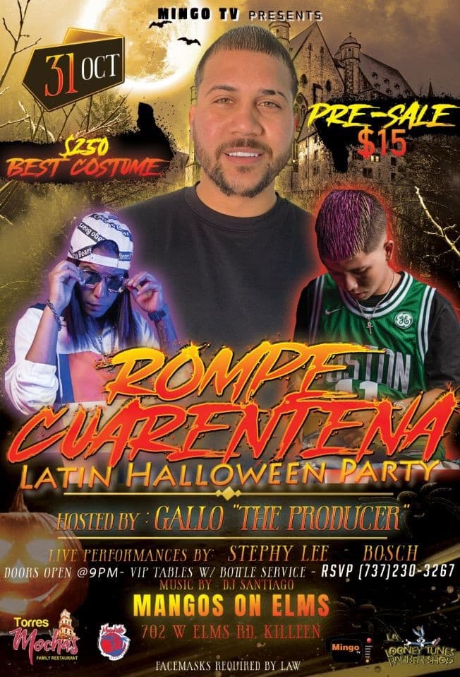 Event - Rompe Cuarentena Latin Halloween Party Con GALLO THE PRODUCER - Killeen, Texas - October 31, 2020 | concert tickets