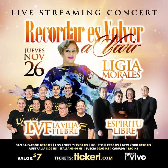 Event - Ligia Morales, Espiritu Libre, La Vieja Fiebre desde El Salvador en Concierto Virtual en Vivo! - Online, Online - November 26, 2020 | concert tickets