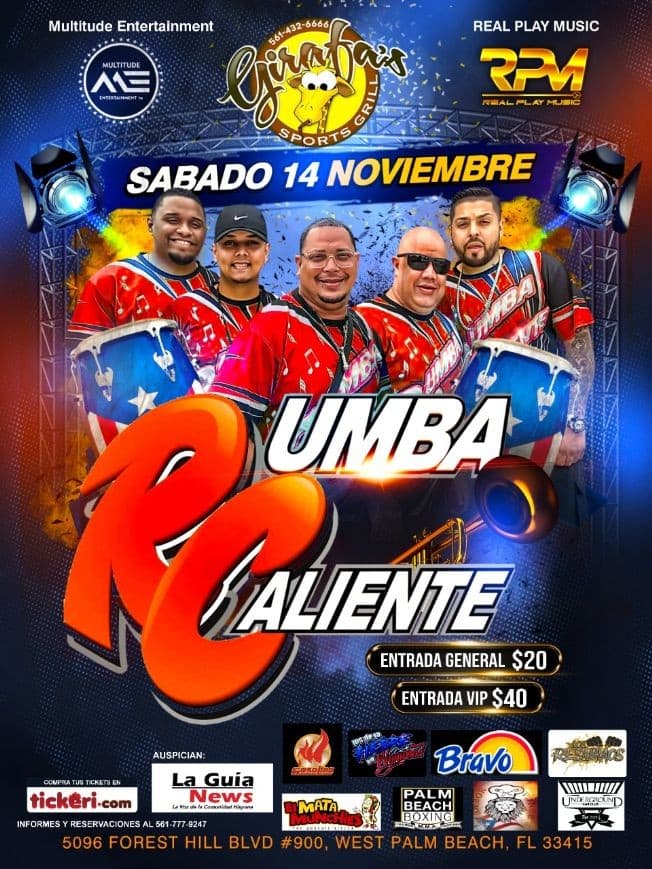 Event - RUMBA CALIENTE LIVE @ GIRAFA'S SPORTS GRILL - West Palm Beach, Florida - November 14, 2020 | concert tickets