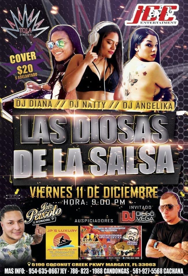 Event - DJ Diana, DJ Natty, DJ Angelika Las Diosas de la Salsa en Vivo! - Margate, Florida - December 11, 2020 | concert tickets