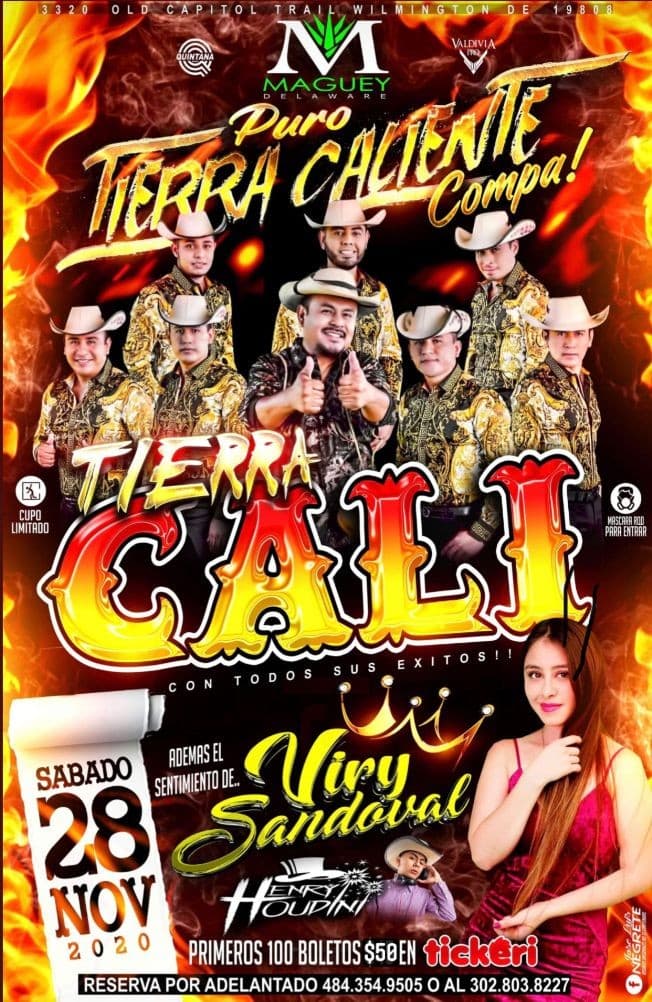 Event - TIERRA CALI Y VIRY SANDOVAL EN EL MAGUEY DELAWARE - Wilmington, Delaware - November 28, 2020 | concert tickets
