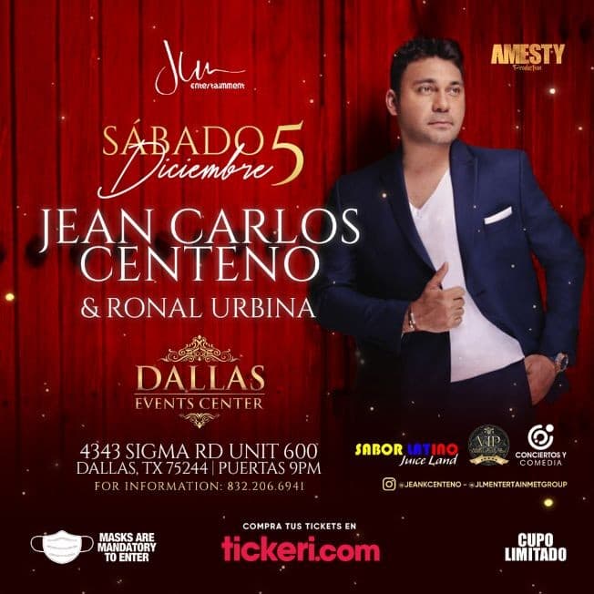 Event - Jean Carlos Centeno & Ronald Urbina en Dallas en Vivo! - Farmers Branch, Texas - December 5, 2020 | concert tickets
