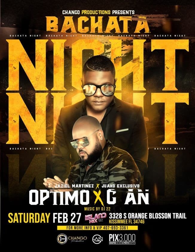 Event - Bachata Night (Optimo X G-An) El Concierto - Kissimmee, Florida - February 27, 2021 | concert tickets