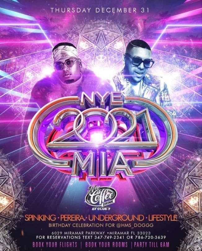 Event - NYE 2021 DJ Spinking Live At Club 7 - Miramar, Florida - December 31, 2020 | concert tickets
