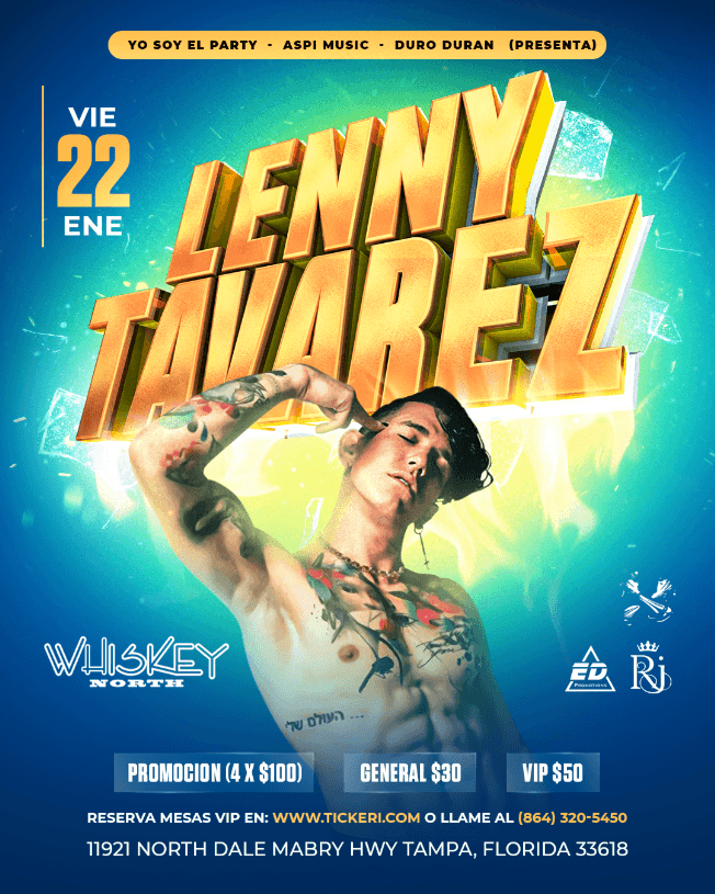 Event - ULTIMOS TICKETS: Lenny Tavarez LIVE! @ Whiskey North in Tampa FL - Tampa, Florida - January 22, 2021 | concert tickets