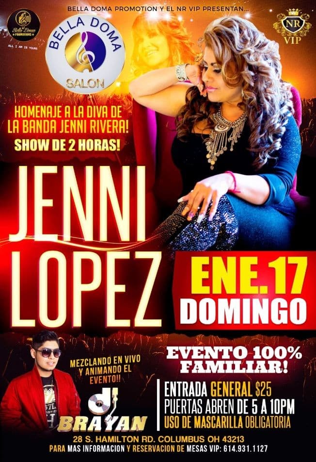 Event - Homenaje a la Diva Jenni Rivera por Jenni Lopez en Vivo! - Columbus, Ohio - 17 de enero de 2021 | concert tickets