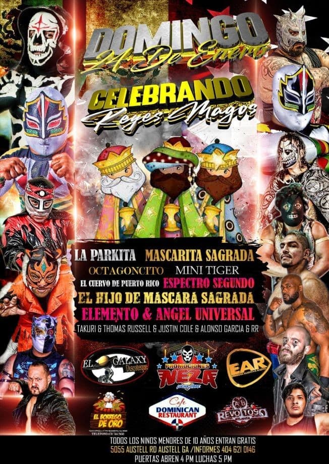 Event - Celebrando Reyes Magos: La Parkita, Mascarita Sagrada, Octangoncito, Mini Tiger y muchos mas! - AUSTELL, Georgia - January 24, 2021 | concert tickets