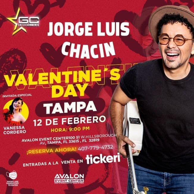 Event - Valentine's Day con Jorge Luis Chacin en Vivo! - Tampa, Florida - February 12, 2021 | concert tickets