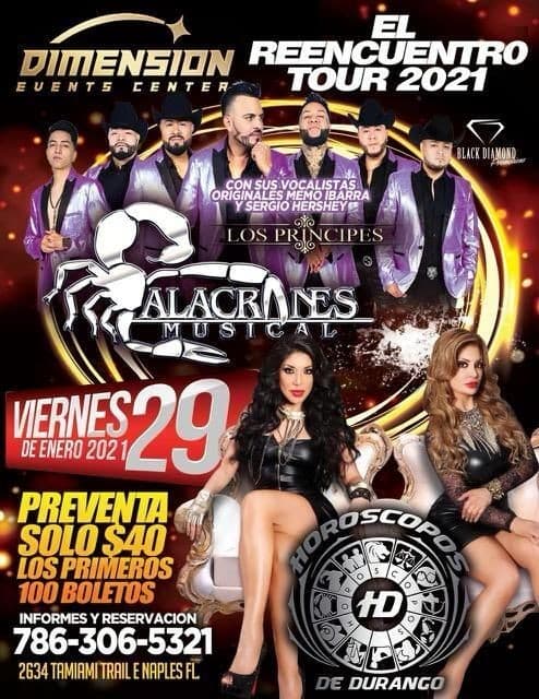 Event - Alacranes Musical & Horoscopos de Durango en Vivo! - Naples, Florida - January 29, 2021 | concert tickets